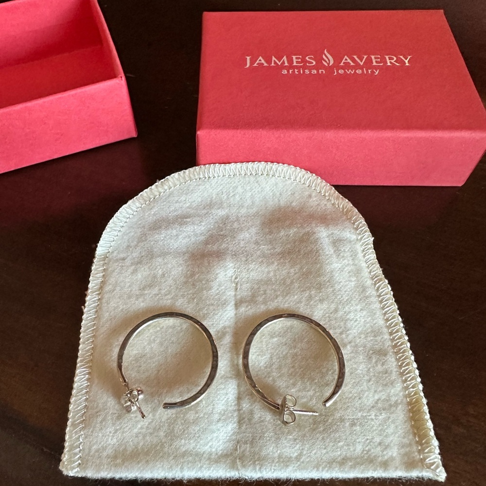 James Avery Sterling Silver Hoop Earrings with Bow Accent